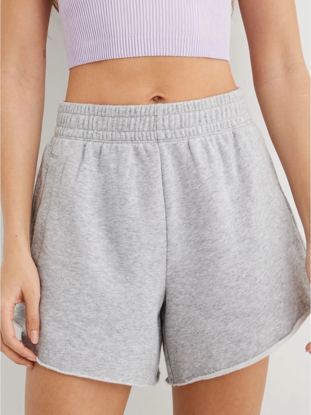Aerie Fleece-Of-Mind High Waisted Black Shorts